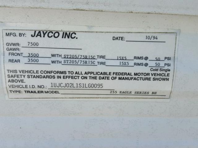 1UJCJ02L1S1LG0095 - 1995 JYCO EAGLE WHITE photo 10