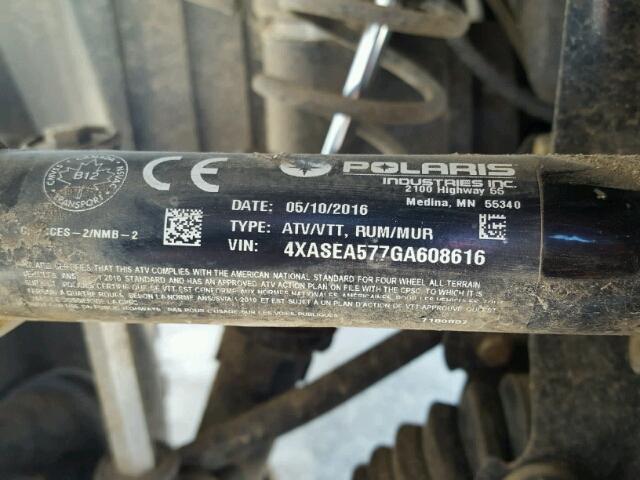 4XASEA577GA608616 - 2016 POLARIS SPORTSMAN 绿色 照片 10