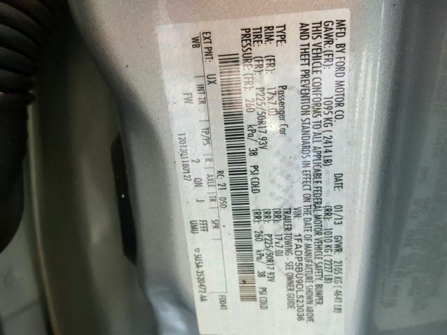 1FADP5BU9DL523036 - 2013 FORD C-MAX SEL SILVER photo 10