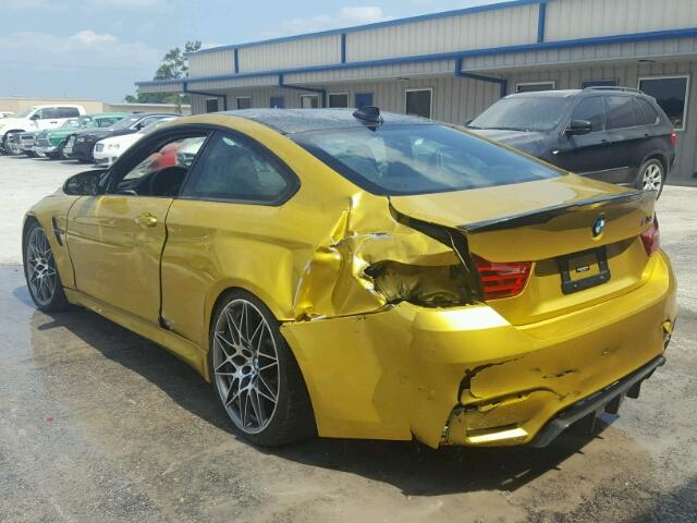 WBS3R9C34HA014348 - 2017 BMW M4 YELLOW photo 3