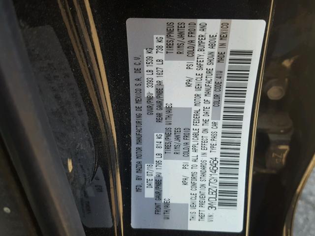 3MYDLBZV7GY146464 - 2016 TOYOTA SCION IA BLACK photo 10