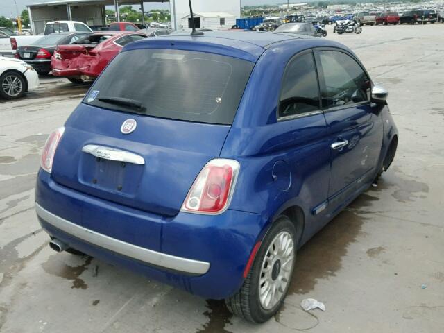 3C3CFFCR5CT110479 - 2012 FIAT 500 LOUNGE BLUE photo 4