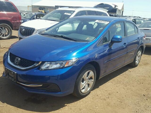 19XFB2F5XDE042093 - 2013 HONDA CIVIC LX BLUE photo 2