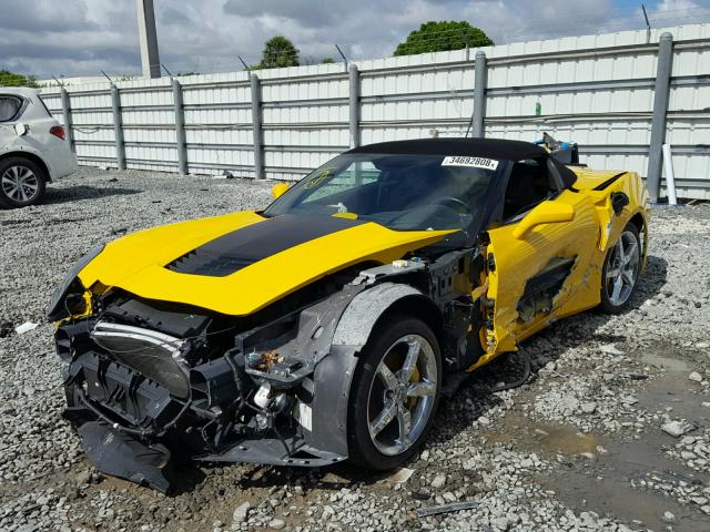 1G1YF3D70F5101554 - 2015 CHEVROLET CORVETTE S YELLOW photo 2