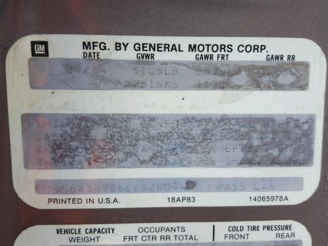 1G6AS6986EE828044 - 1984 CADILLAC SEVILLE BROWN photo 10