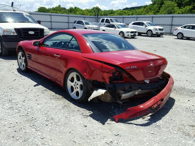 WDBSK75F05F102474 - 2005 MERCEDES-BENZ SL 500 RED photo 3