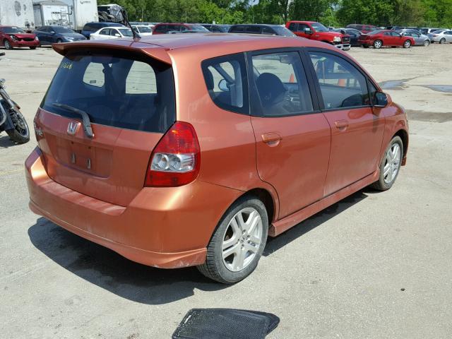 JHMGD376X7S036550 - 2007 HONDA FIT S ORANGE photo 4