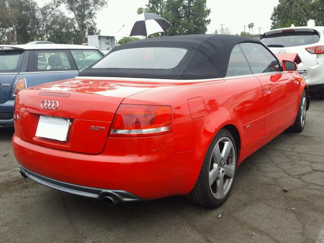 WAUAF48H29K008507 - 2009 AUDI A4 2.0T CA RED photo 4