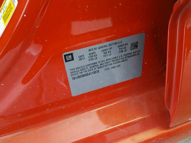 1G1JE5SH9C4110573 - 2012 CHEVROLET SONIC LTZ ORANGE photo 10