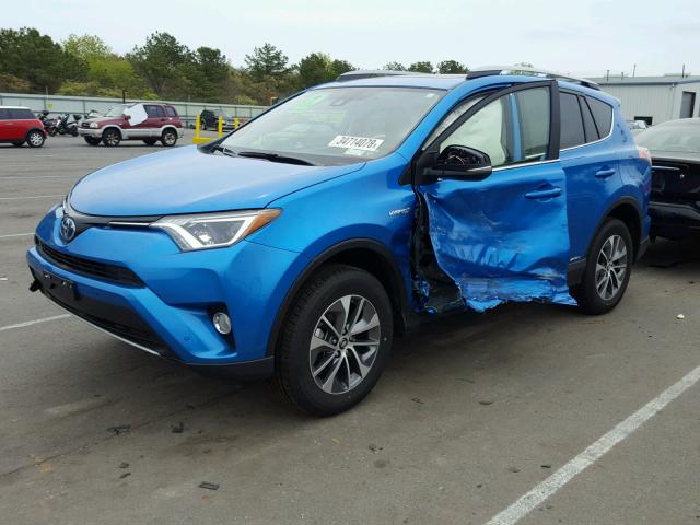 JTMRJREV0HD153012 - 2017 TOYOTA RAV4 HV LE BLUE photo 2