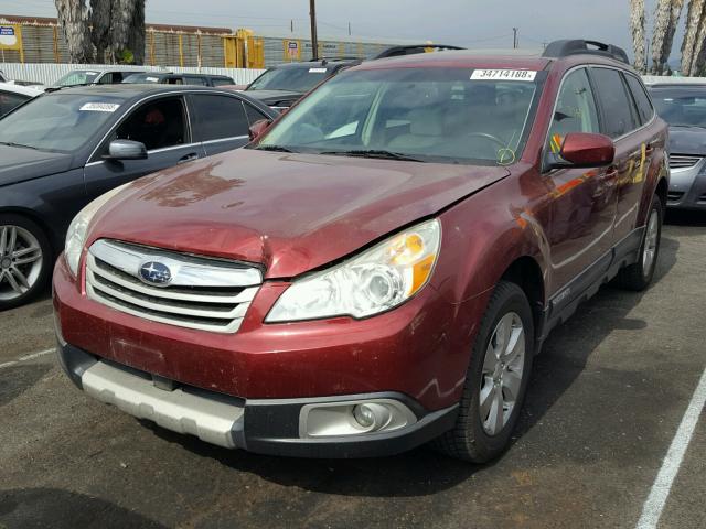 4S4BRDLC7B2370862 - 2011 SUBARU OUTBACK 3. MAROON photo 2