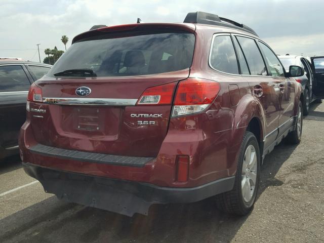 4S4BRDLC7B2370862 - 2011 SUBARU OUTBACK 3. MAROON photo 4