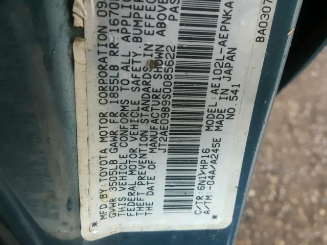 JT2AE09B9S0085622 - 1995 TOYOTA COROLLA LE 蓝色 照片 10