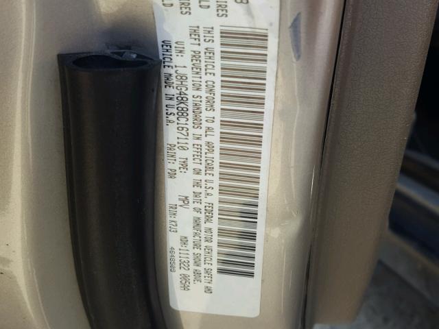 1J8HG48K88C167110 - 2008 JEEP COMMANDER GOLD photo 10