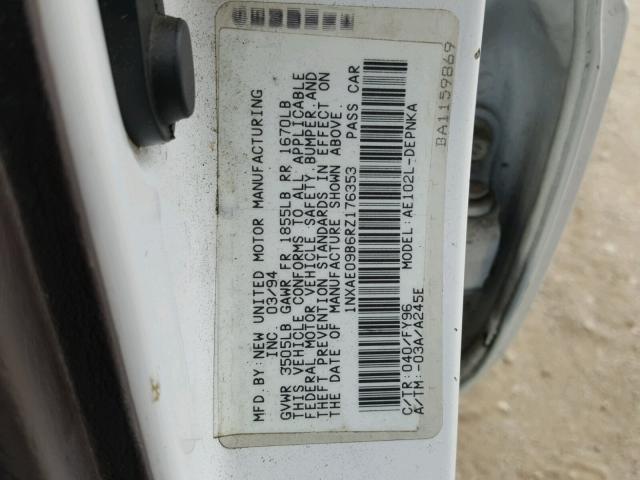 1NXAE09B6RZ176353 - 1994 TOYOTA COROLLA LE 白色 照片 10