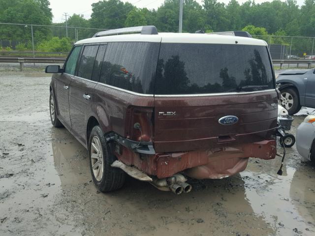 2FMGK5CC2ABA74625 - 2010 FORD FLEX SEL BURGUNDY photo 3