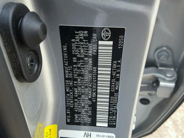 4T1BK1EB5FU175568 - 2015 TOYOTA AVALON XLE SILVER photo 10