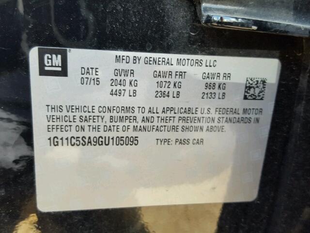 1G11C5SA9GU105095 - 2016 CHEVROLET MALIBU LIM 黑色 照片 10