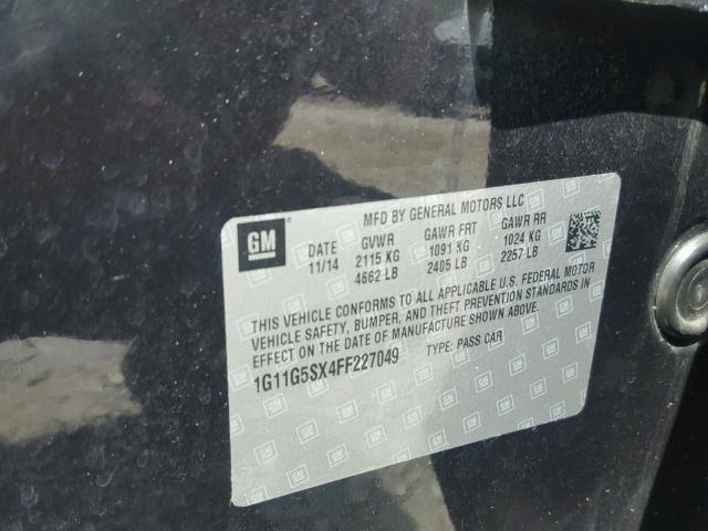 1G11G5SX4FF227049 - 2015 CHEVROLET MALIBU LTZ 黑色 照片 10