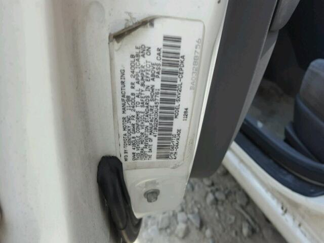 4T1BG22K0XU457761 - 1999 TOYOTA CAMRY CE WHITE photo 10