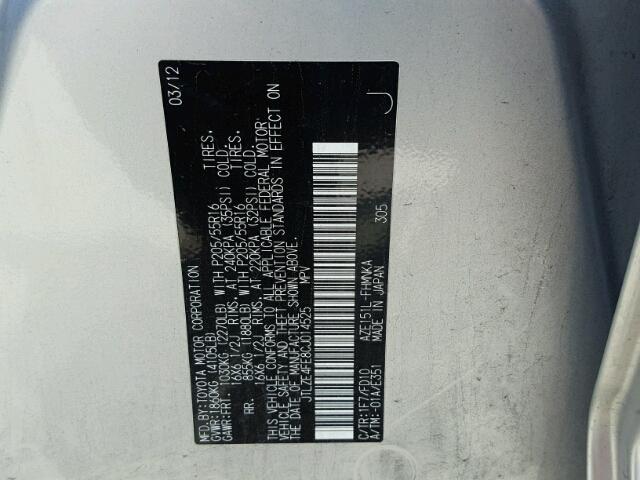 JTLZE4FE8CJ014525 - 2012 TOYOTA SCION XB Күміс фото 10