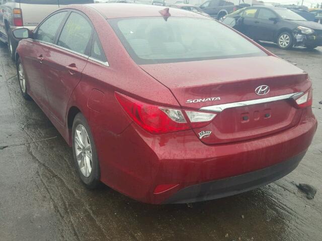 5NPEB4ACXEH889674 - 2014 HYUNDAI SONATA GLS RED photo 3