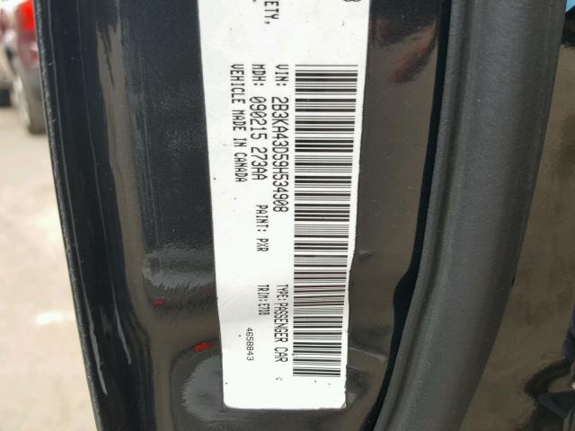 2B3KA43D59H534908 - 2009 DODGE CHARGER BLACK photo 10