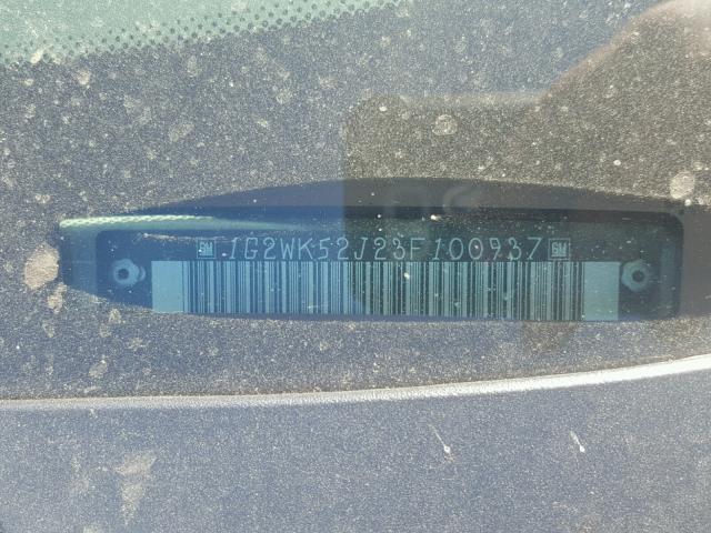 1G2WK52J23F100937 - 2003 PONTIAC GRAND PRIX SILVER photo 10