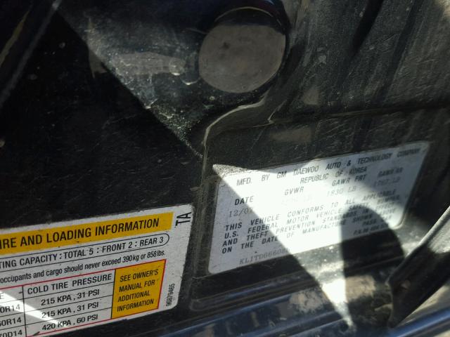 KL1TD66608B184900 - 2008 CHEVROLET AVEO BASE Սև լուսանկար 10