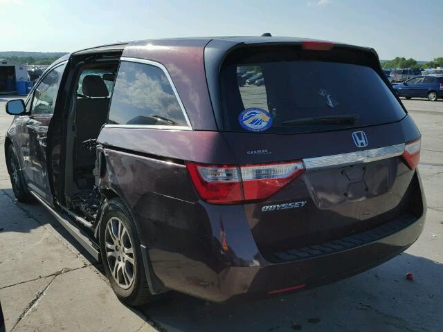 5FNRL5H60BB046579 - 2011 HONDA ODYSSEY EX MAROON photo 3