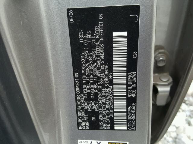 JTLKT324564095694 - 2006 TOYOTA SCION XB ვერცხლისფერი ფოტო 10