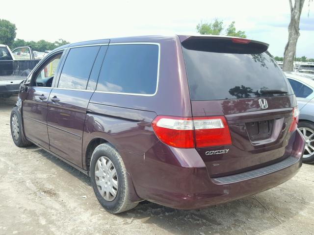 5FNRL38297B022838 - 2007 HONDA ODYSSEY LX PURPLE photo 3