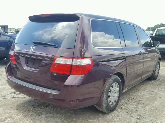 5FNRL38297B022838 - 2007 HONDA ODYSSEY LX PURPLE photo 4