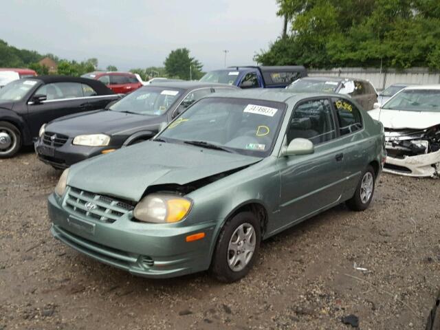 KMHCG35C03U266804 - 2003 HYUNDAI ACCENT GL GREEN photo 2