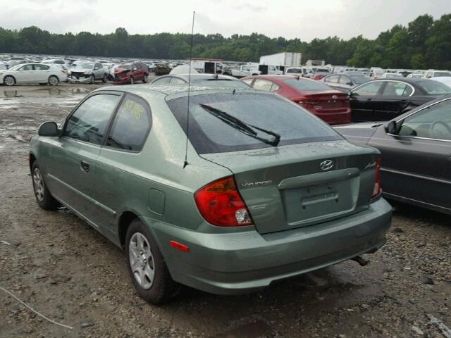 KMHCG35C03U266804 - 2003 HYUNDAI ACCENT GL GREEN photo 3