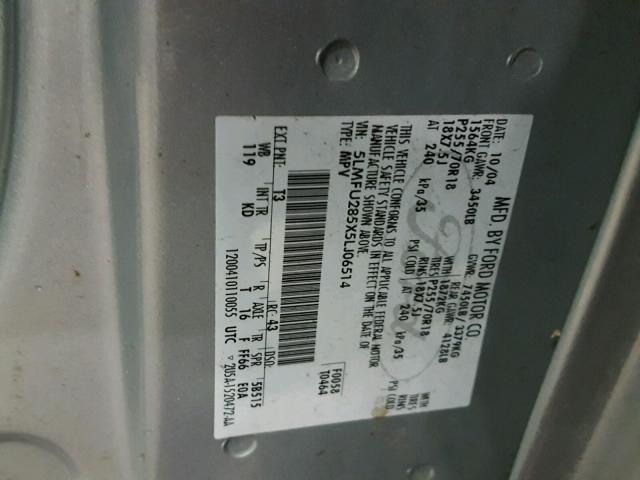 5LMFU285X5LJ06514 - 2005 LINCOLN NAVIGATOR 银色 照片 10