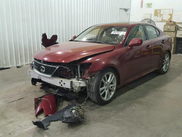 JTHBK262275034251 - 2007 LEXUS IS 250 RED photo 2