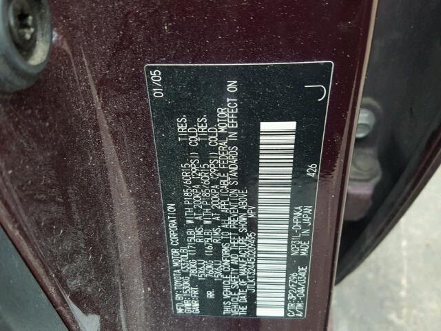 JTLKT324450209495 - 2005 TOYOTA SCION XB იასამნისფერი ფოტო 10