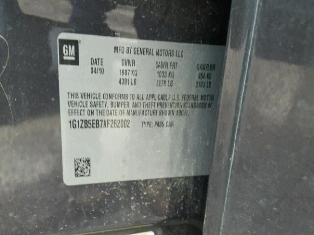 1G1ZB5EB7AF262002 - 2010 CHEVROLET MALIBU LS Boz foto 10