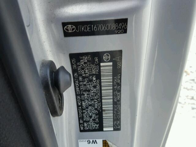 JTKDE167060088496 - 2006 TOYOTA SCION TC 灰色 照片 10