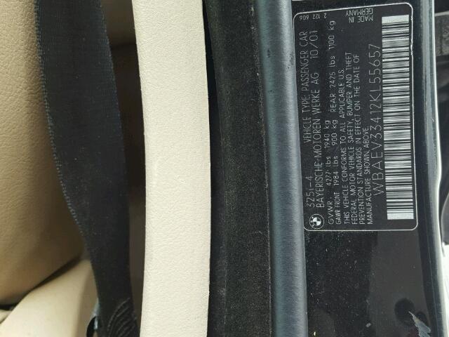 WBAEV33412KL55657 - 2002 BMW 325 I BLACK photo 10