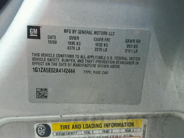 1G1ZA5E02A4142444 - 2010 CHEVROLET MALIBU LS Gümüş foto 10