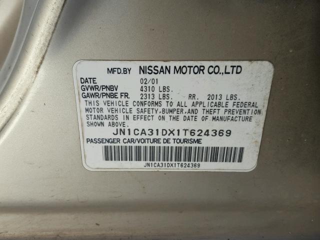 JN1CA31DX1T624369 - 2001 NISSAN MAXIMA GXE GOLD photo 10