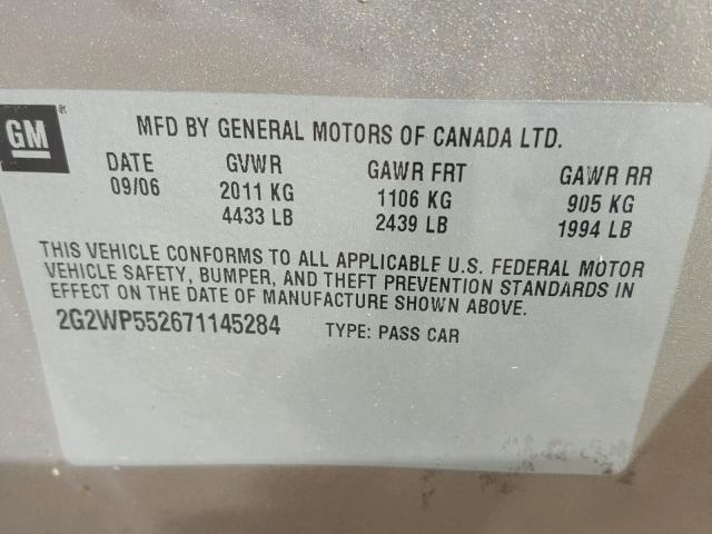 2G2WP552671145284 - 2007 PONTIAC GRAND PRIX 棕色 照片 10