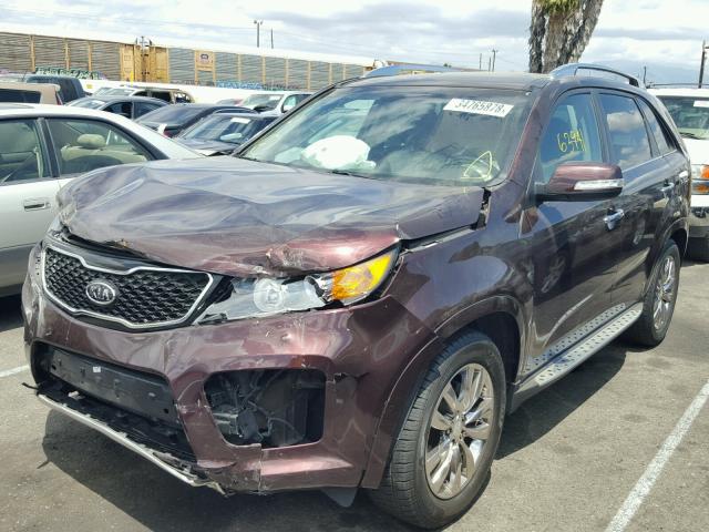 5XYKW4A23DG391207 - 2013 KIA SORENTO SX BURGUNDY photo 2