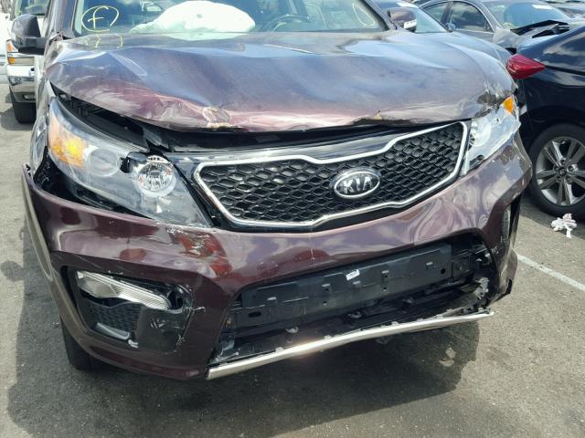 5XYKW4A23DG391207 - 2013 KIA SORENTO SX BURGUNDY photo 9