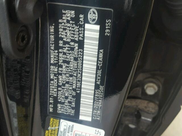 4T1BE32K25U005223 - 2005 TOYOTA CAMRY LE BLACK photo 10