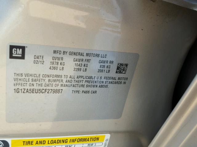 1G1ZA5EU5CF279887 - 2012 CHEVROLET MALIBU LS 米色 照片 10