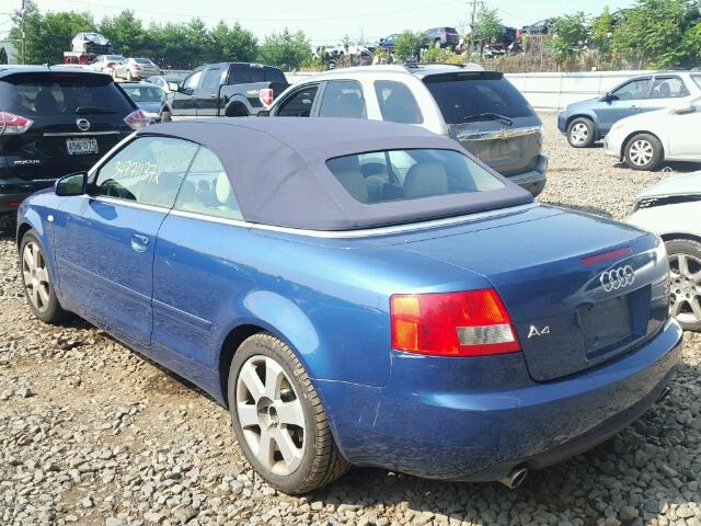 WAUDT48H55K019159 - 2005 AUDI A4 QUATTRO BLUE photo 3