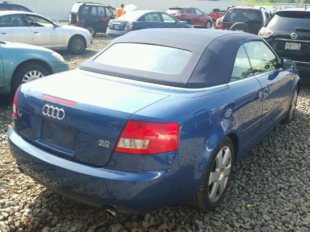 WAUDT48H55K019159 - 2005 AUDI A4 QUATTRO BLUE photo 4